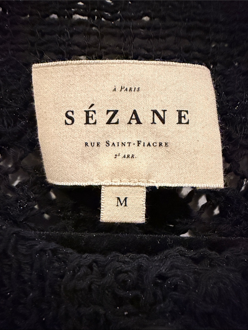 Sezane Ron Top Black Crochet Button-Front Sleeveless Vest - Picture 3 of 3